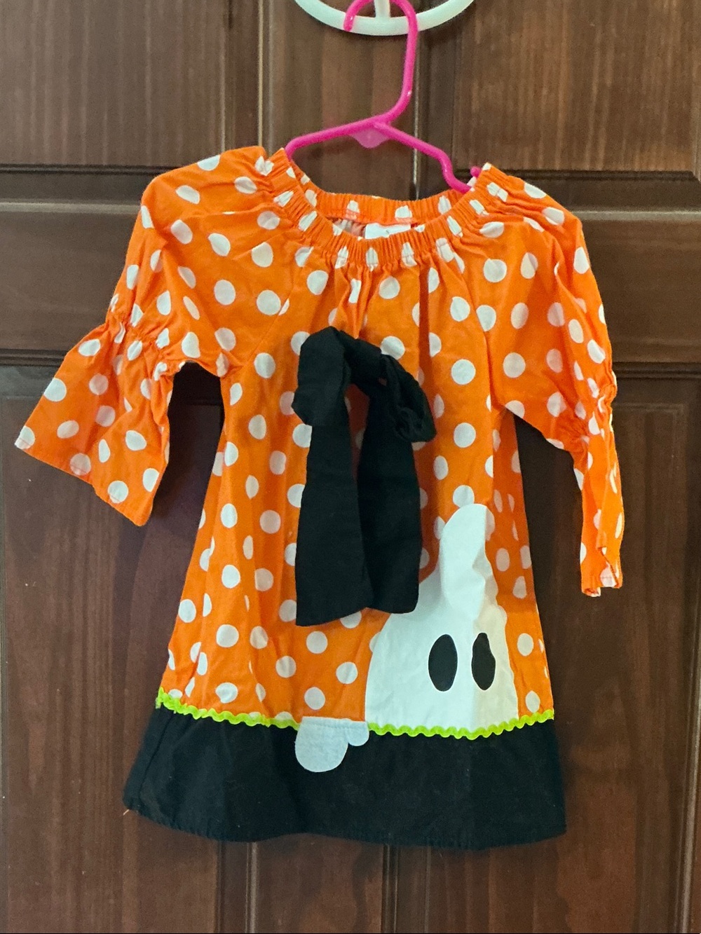 Orange Polka Dot Ghost Halloween Infant Costume Dress